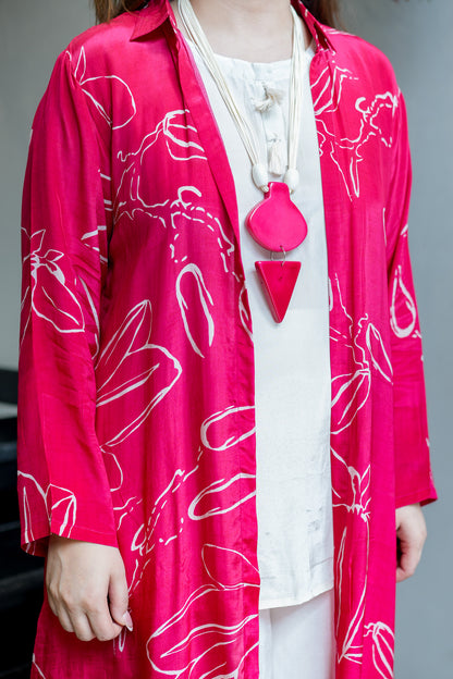 Evaa Printed Three Piece Set with Neck Piece