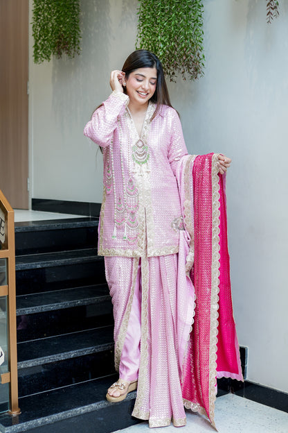 Aqsa Embroidred Luxe Suit Set