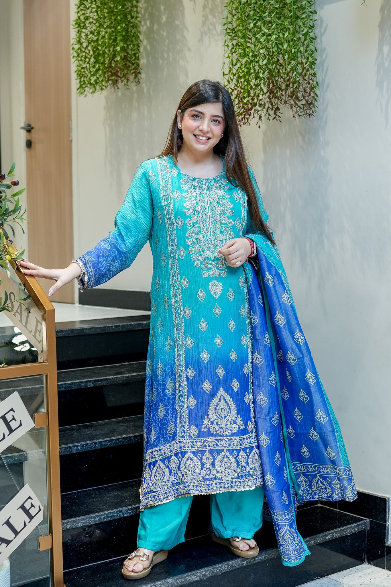 Frizah Printed Tissue Suit Set
