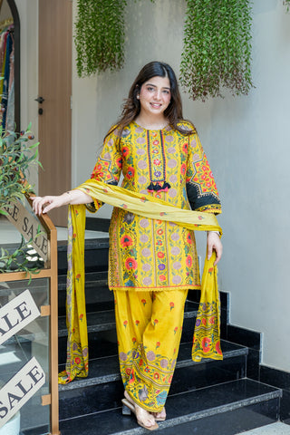 Malti Printed Farsi Salwar Suit Set