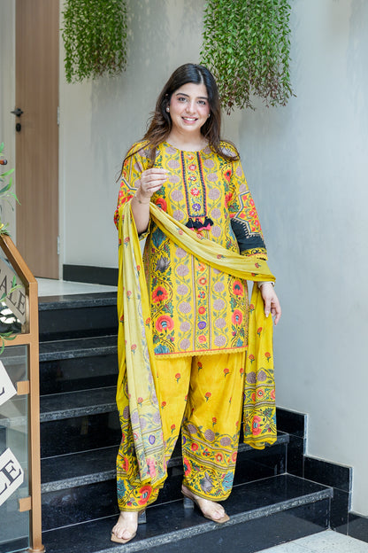 Malti Printed Farsi Salwar Suit Set