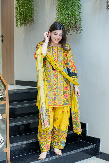 Malti Printed Farsi Salwar Suit Set