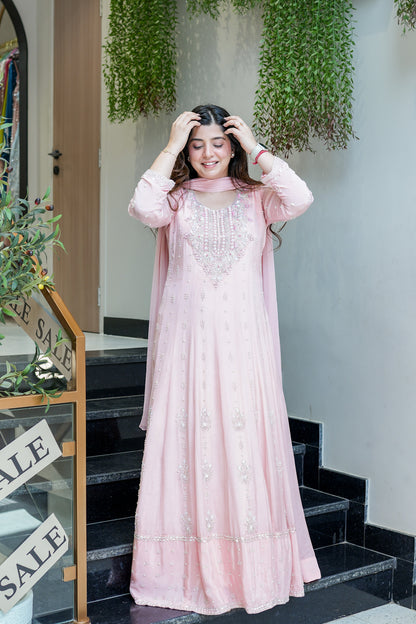 Afsana Pink Embroidered Anarkali