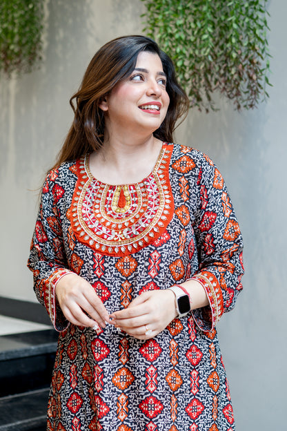 Anaya Black Printed Beads Detailing Co ord Set