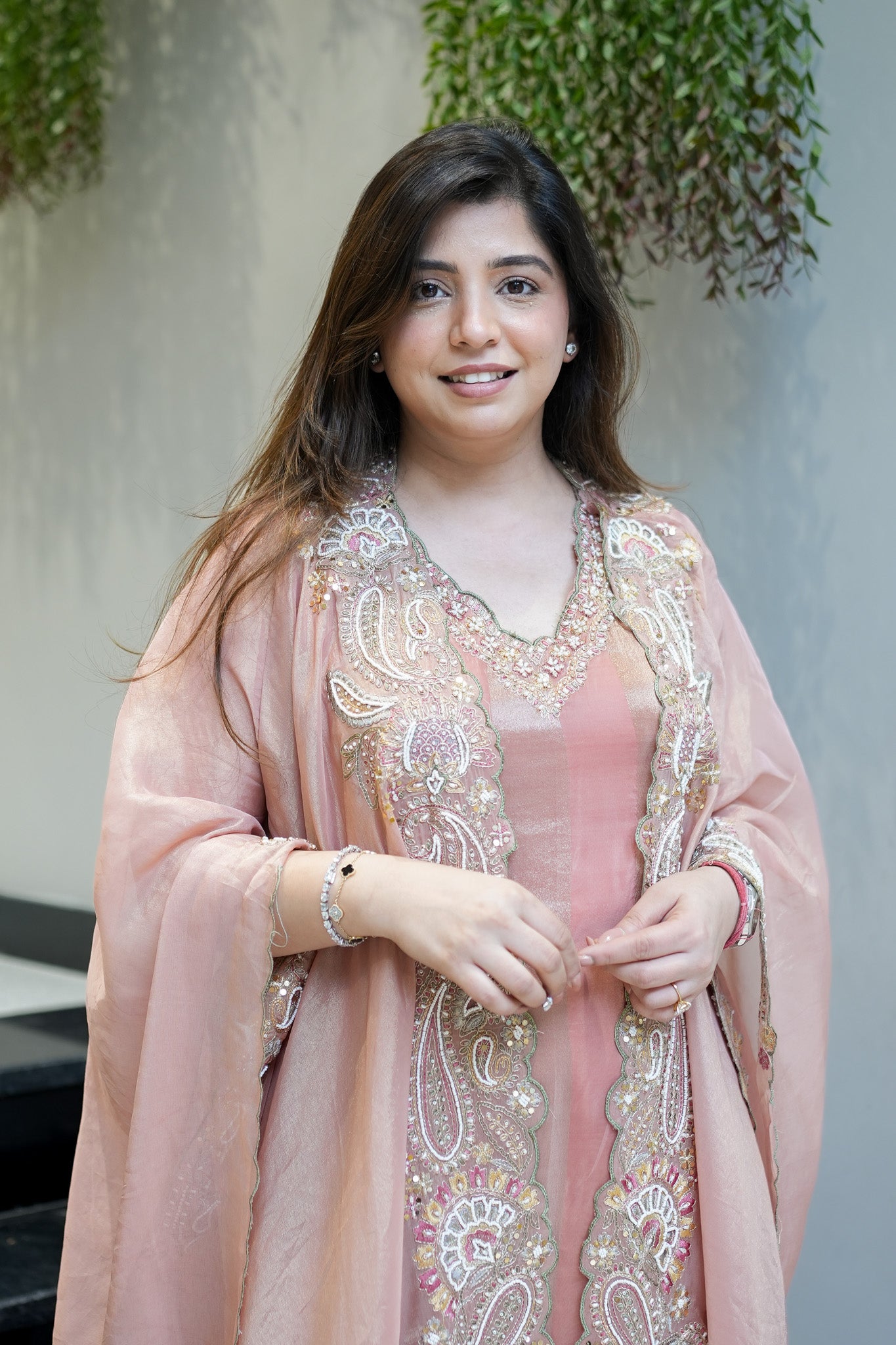 Avana Hand Embroidered Suit Set with Cape Style Dupatta