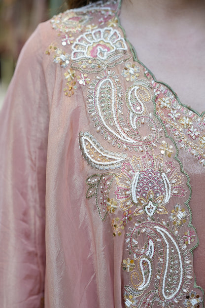 Avana Hand Embroidered Suit Set with Cape Style Dupatta