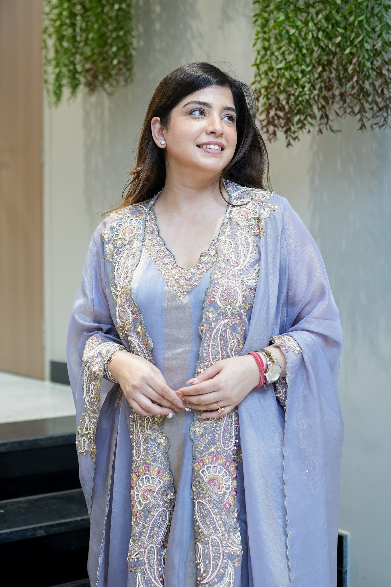 Avana Hand Embroidered Suit Set with Cape Style Dupatta