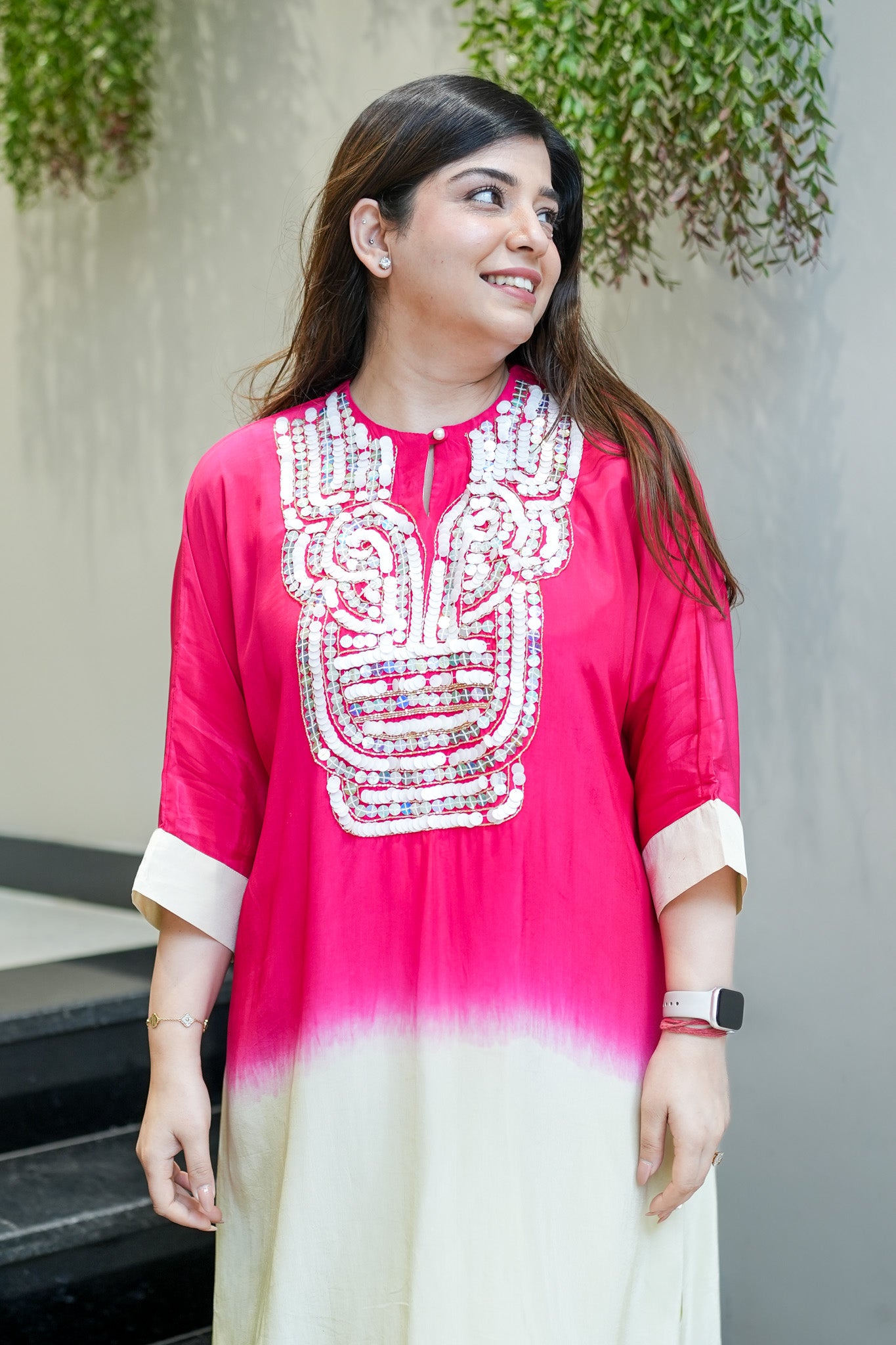 Ziya Hot Pink Embroidered Co ord Set