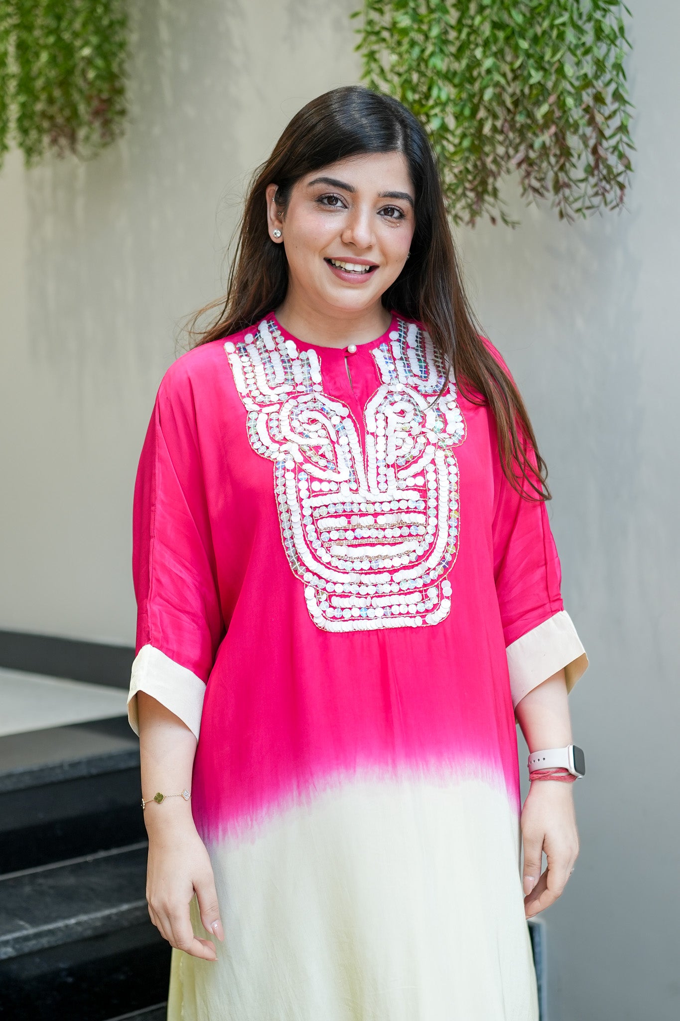 Ziya Hot Pink Embroidered Co ord Set