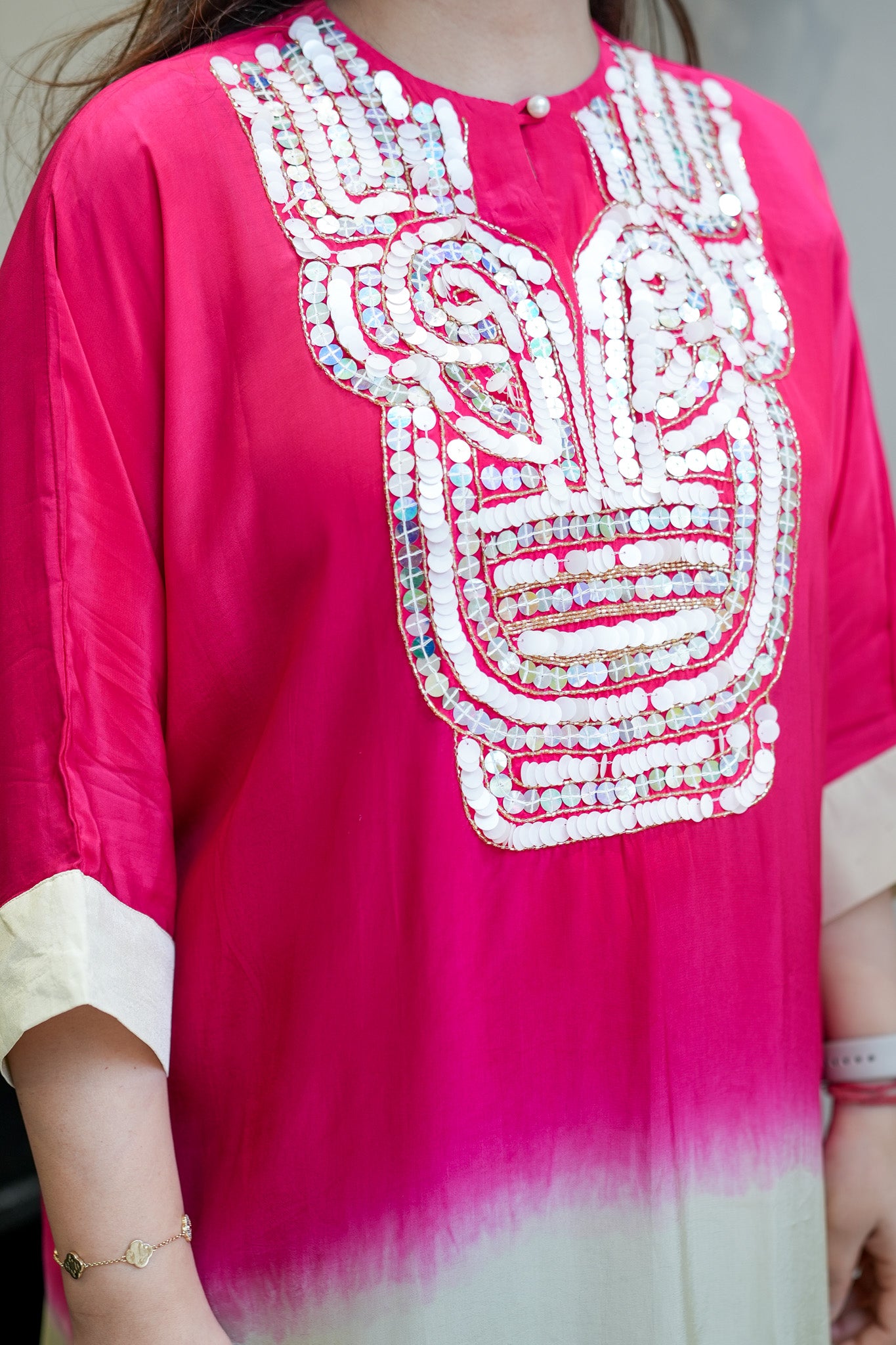 Ziya Hot Pink Embroidered Co ord Set