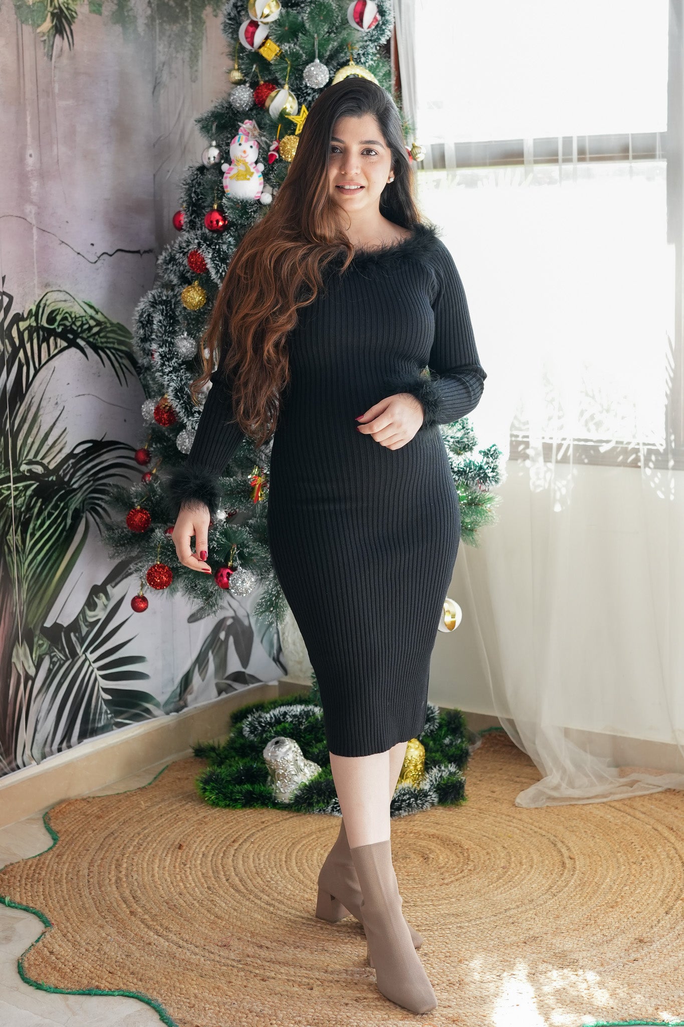 Esther Black Knitted Dress