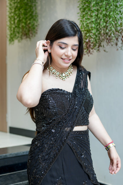 Madah Hand Embroidered Fish Cut Drape Saree