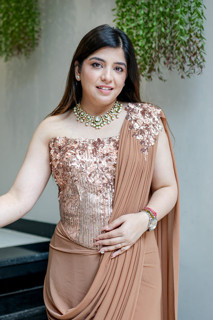 Driti Hand Embroidered Corset Drape Saree