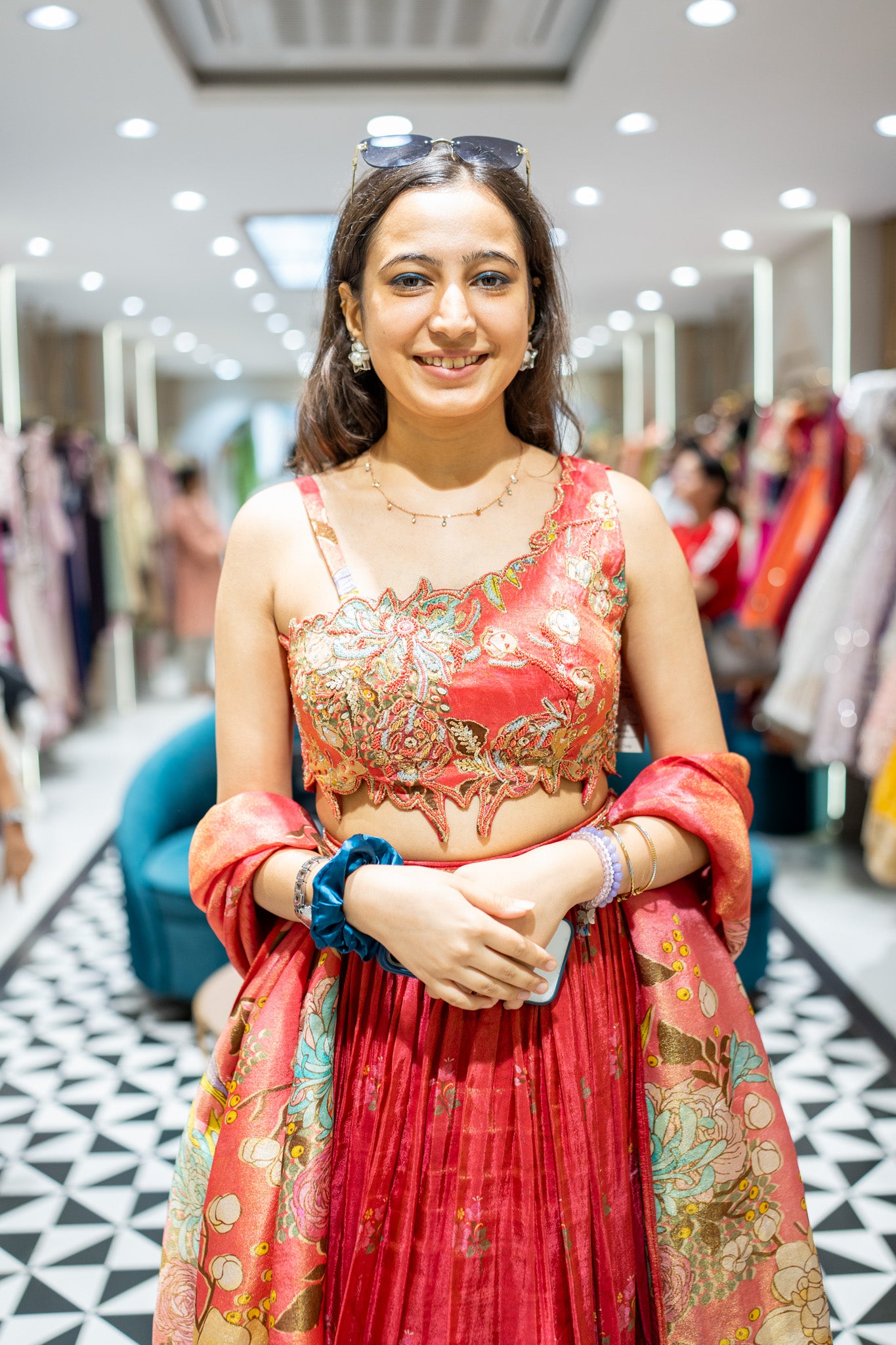 Raafi Rust Emrboidered Lehenga