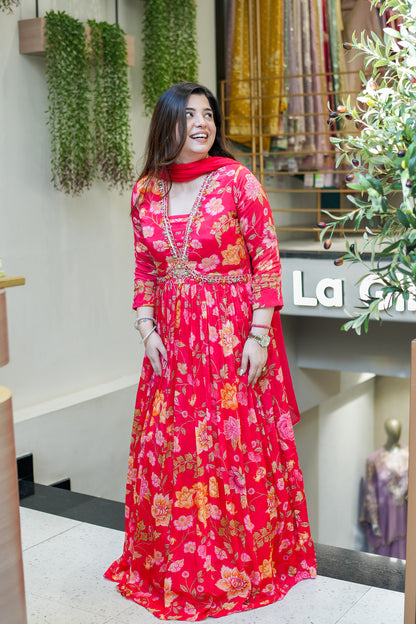 Ruhani Floral Printed Anarkali Set