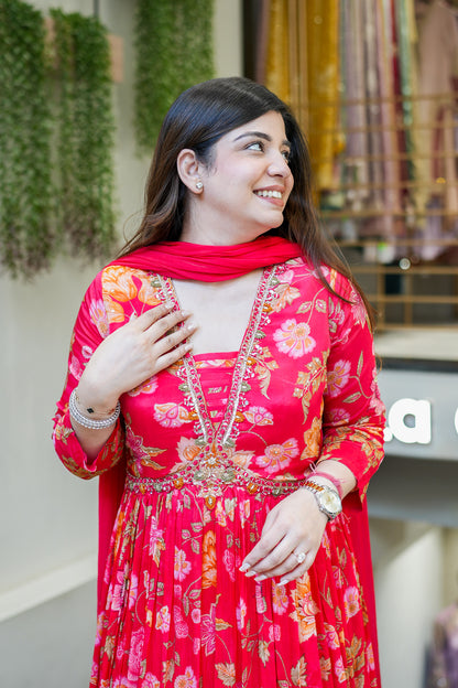 Ruhani Floral Printed Anarkali Set