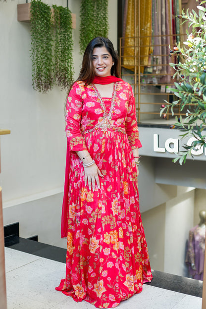 Ruhani Floral Printed Anarkali Set