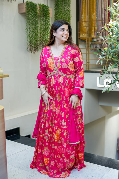 Ruhani Floral Printed Anarkali Set