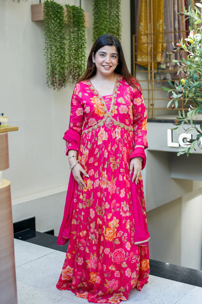 Ruhani Floral Printed Anarkali Set