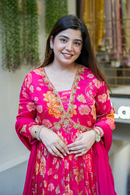 Ruhani Floral Printed Anarkali Set
