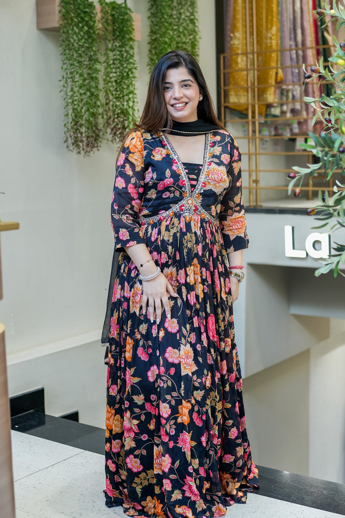 Ruhani Floral Printed Anarkali Set
