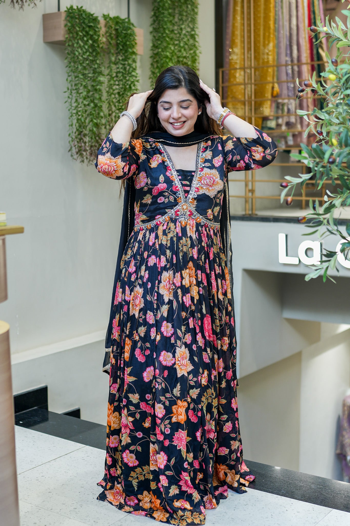 Ruhani Floral Printed Anarkali Set