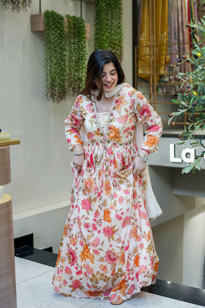 Ruhani Floral Printed Anarkali Set