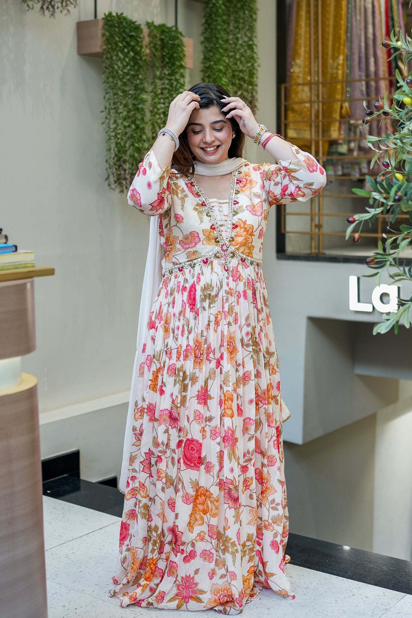 Ruhani Floral Printed Anarkali Set