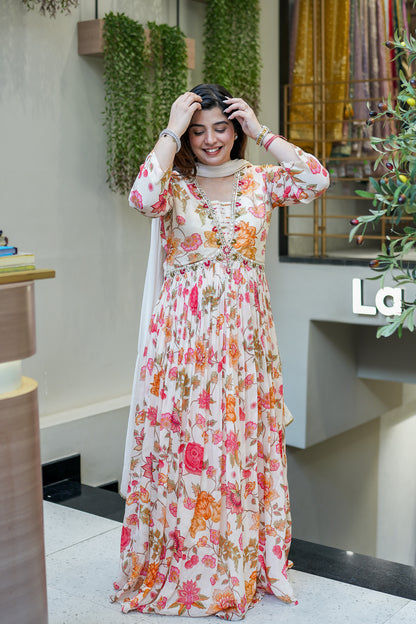 Ruhani Floral Printed Anarkali Set