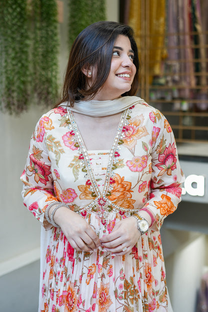Ruhani Floral Printed Anarkali Set