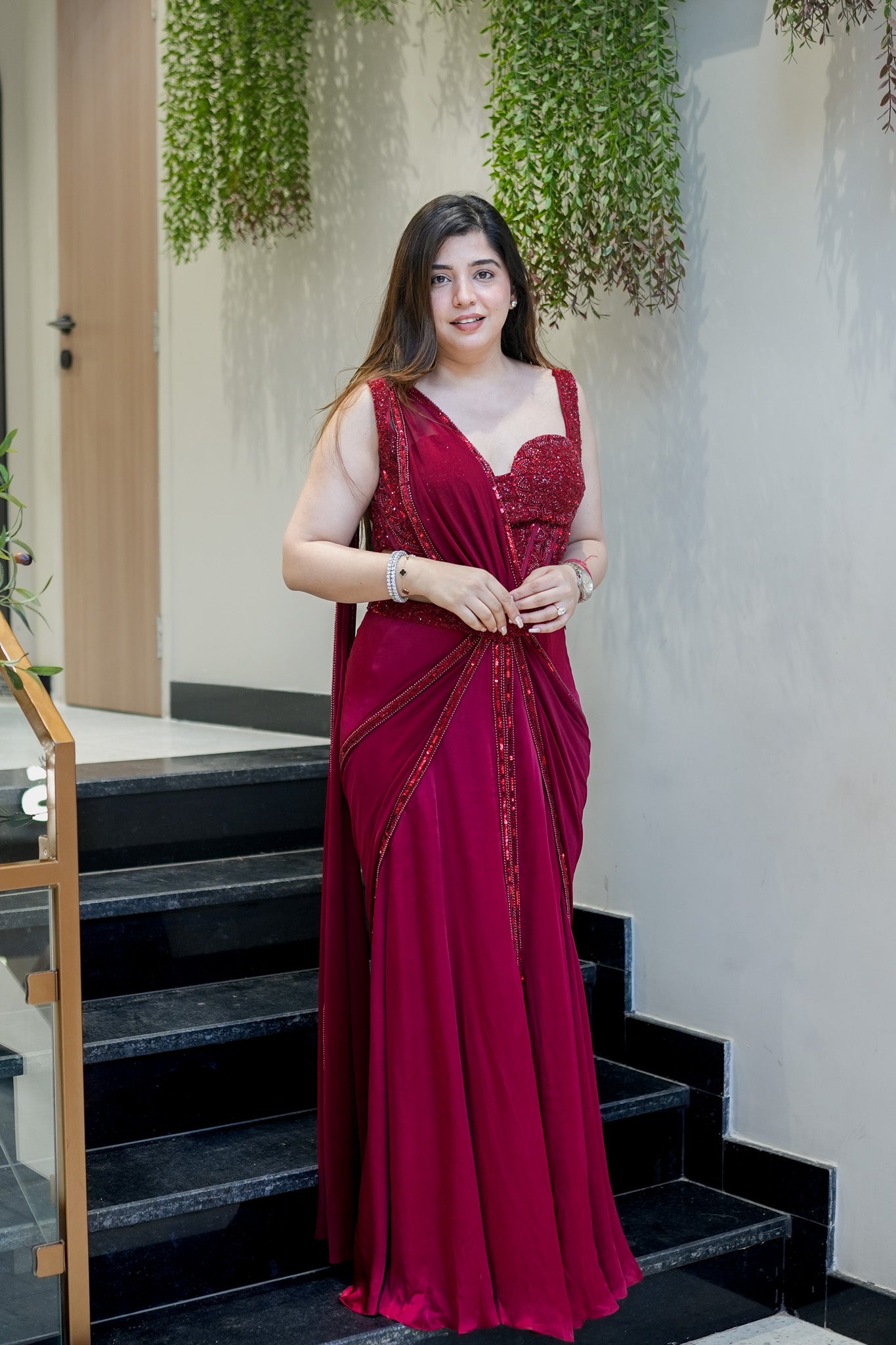 Mohana Embroidered Corset Drape Saree