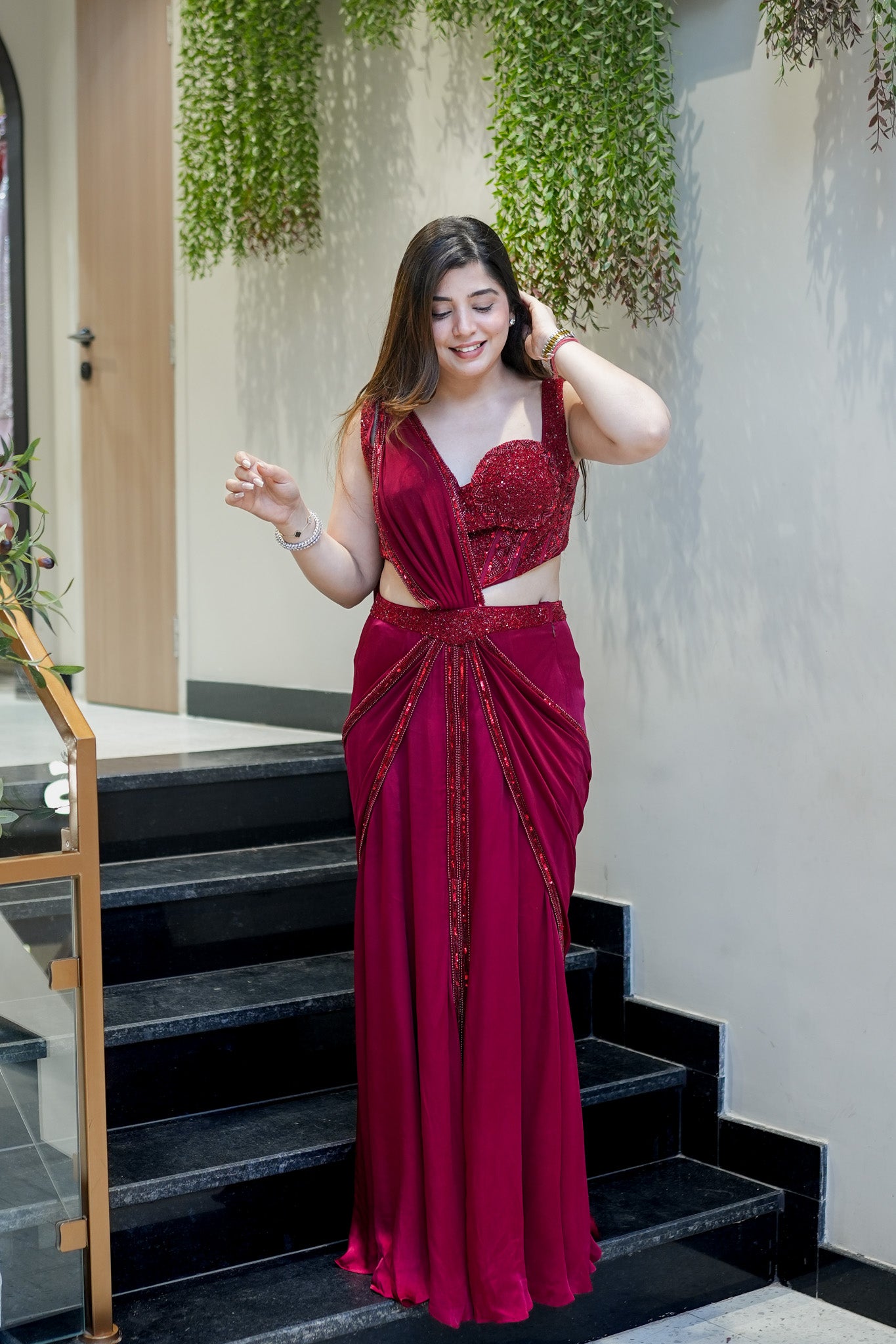 Mohana Embroidered Corset Drape Saree