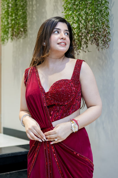 Mohana Embroidered Corset Drape Saree