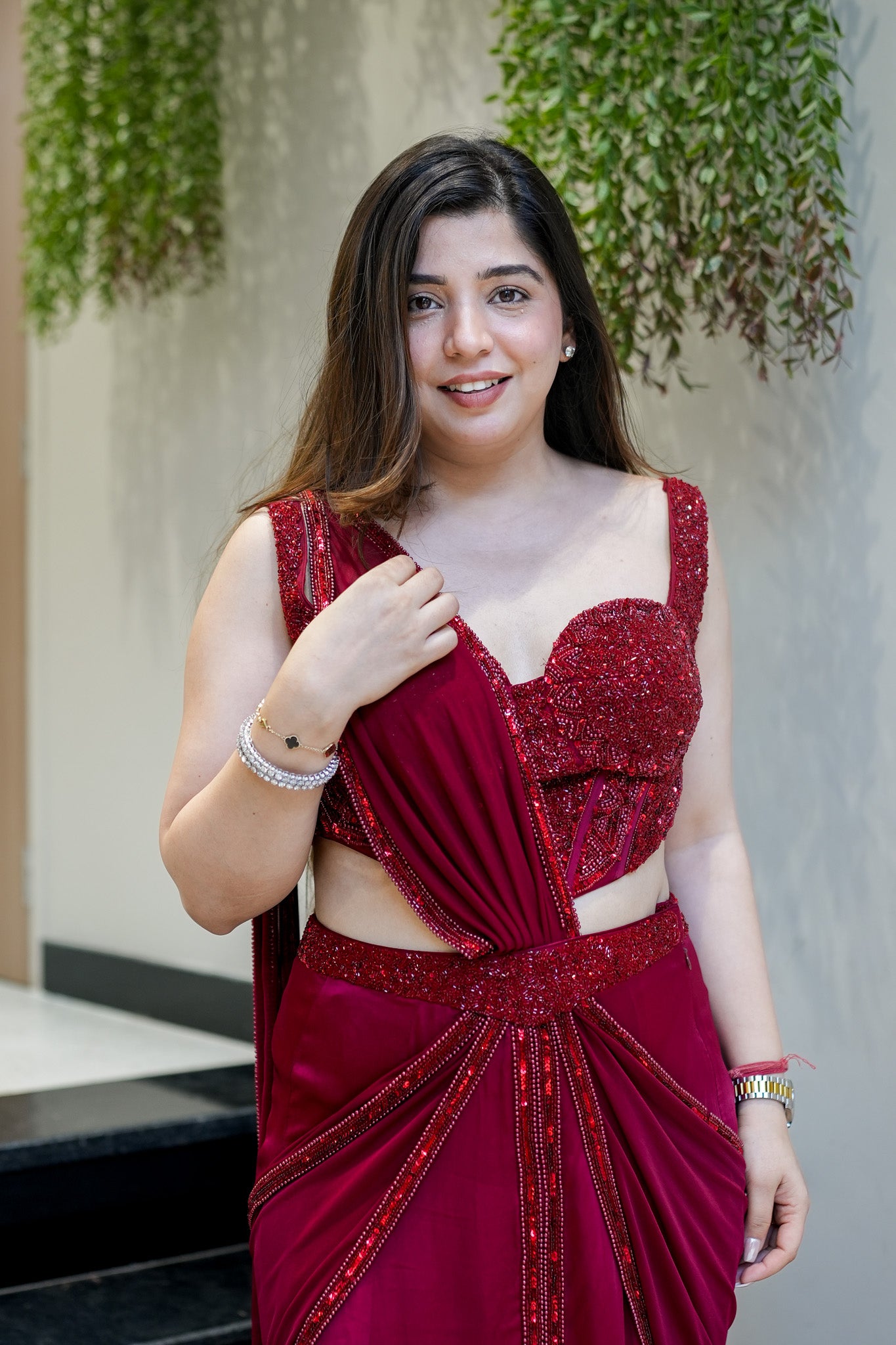 Mohana Embroidered Corset Drape Saree