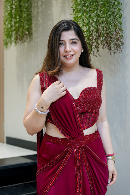 Mohana Embroidered Corset Drape Saree