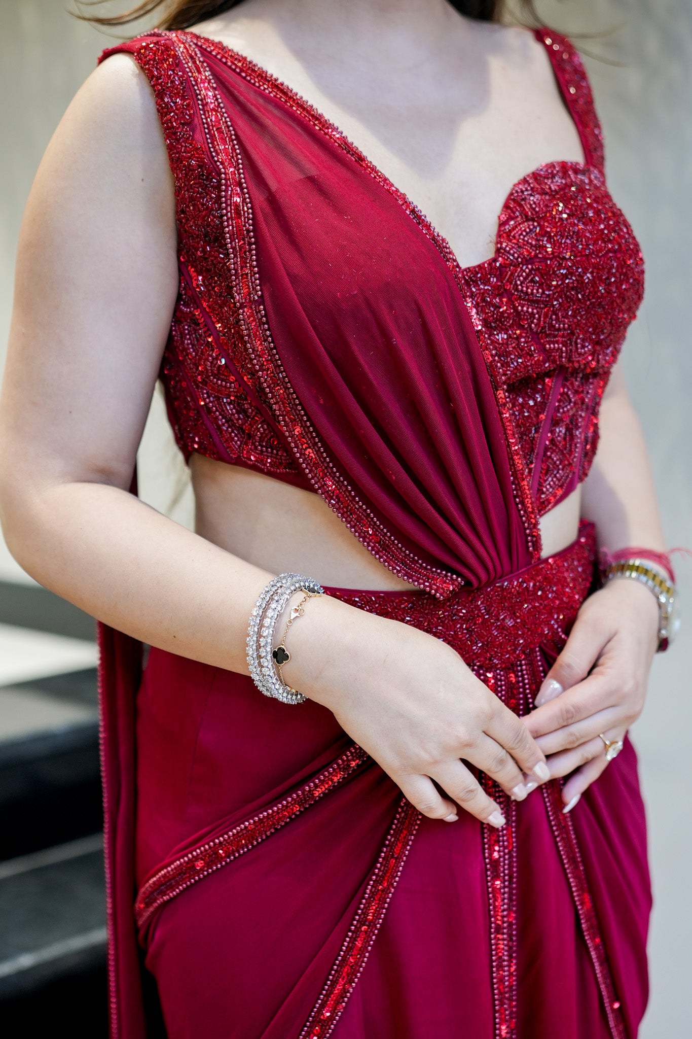 Mohana Embroidered Corset Drape Saree