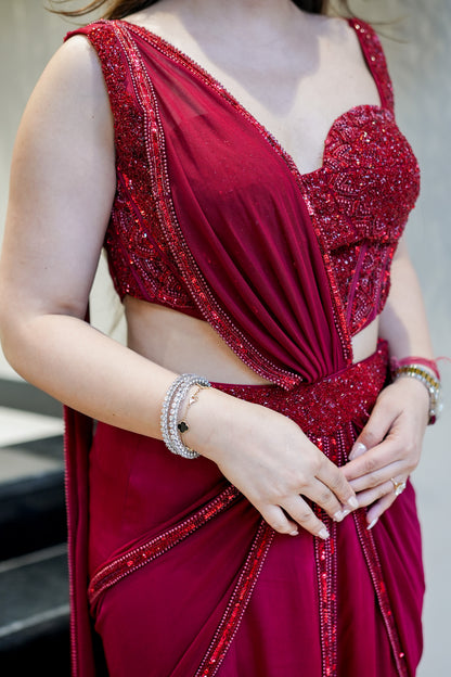 Mohana Embroidered Corset Drape Saree
