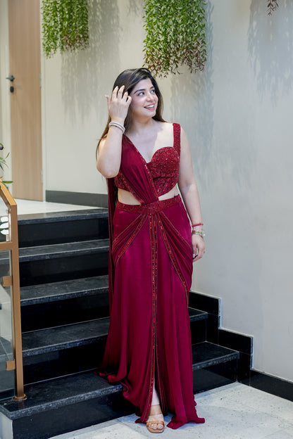 Mohana Embroidered Corset Drape Saree