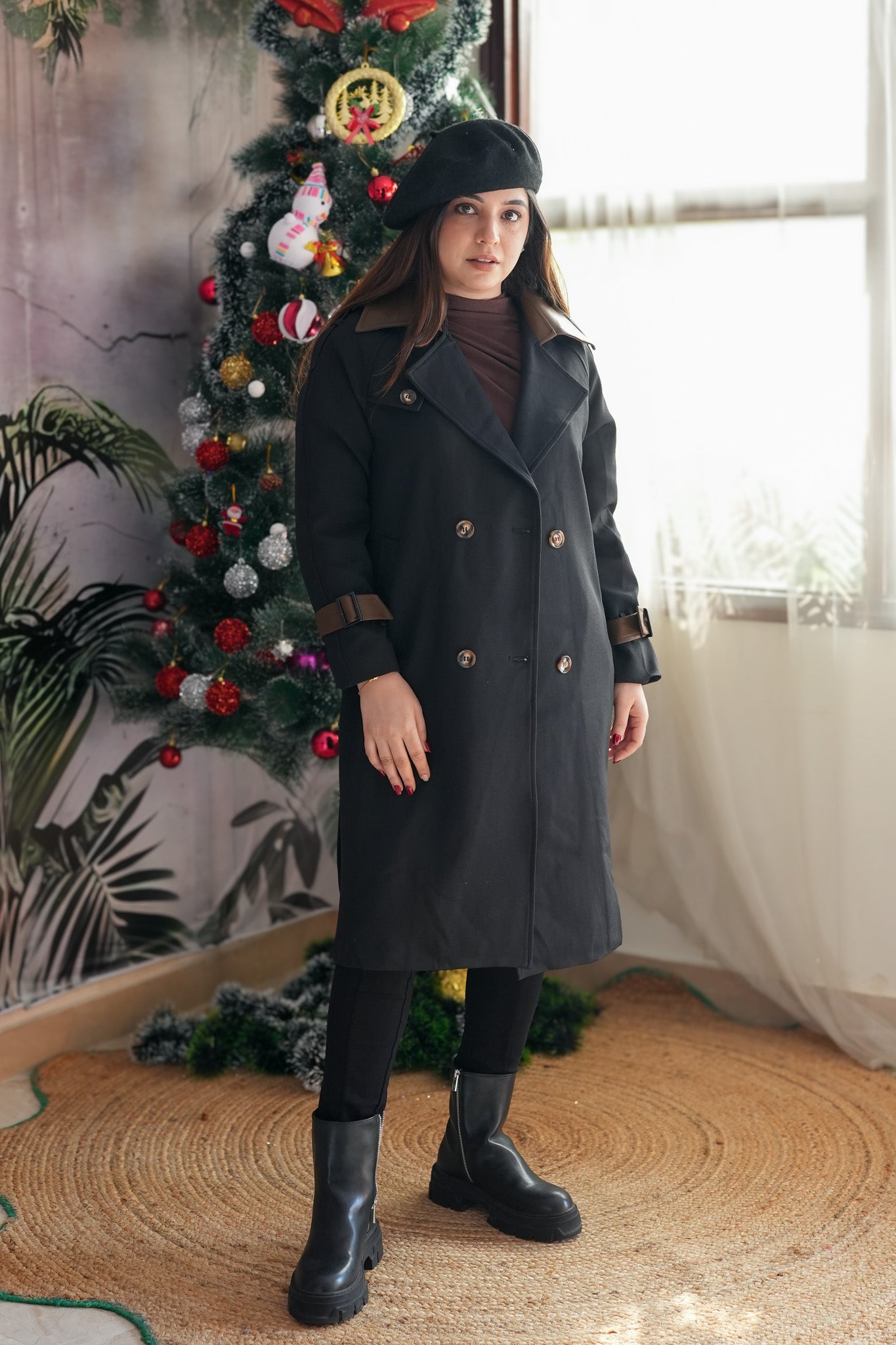 Oasis Trench Coat With Leather Collar