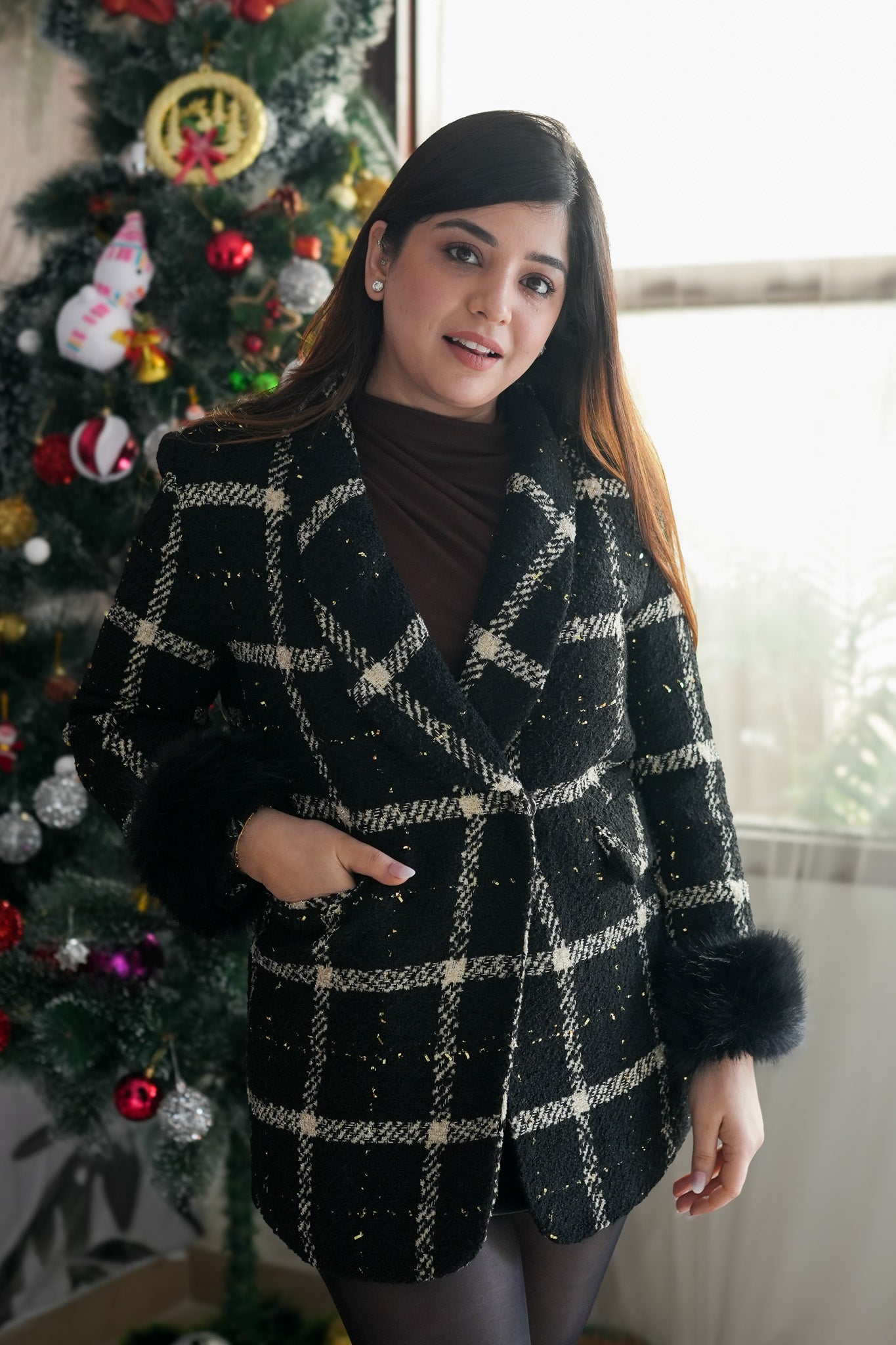 Cerai Crystal Embellished Tweed Coat