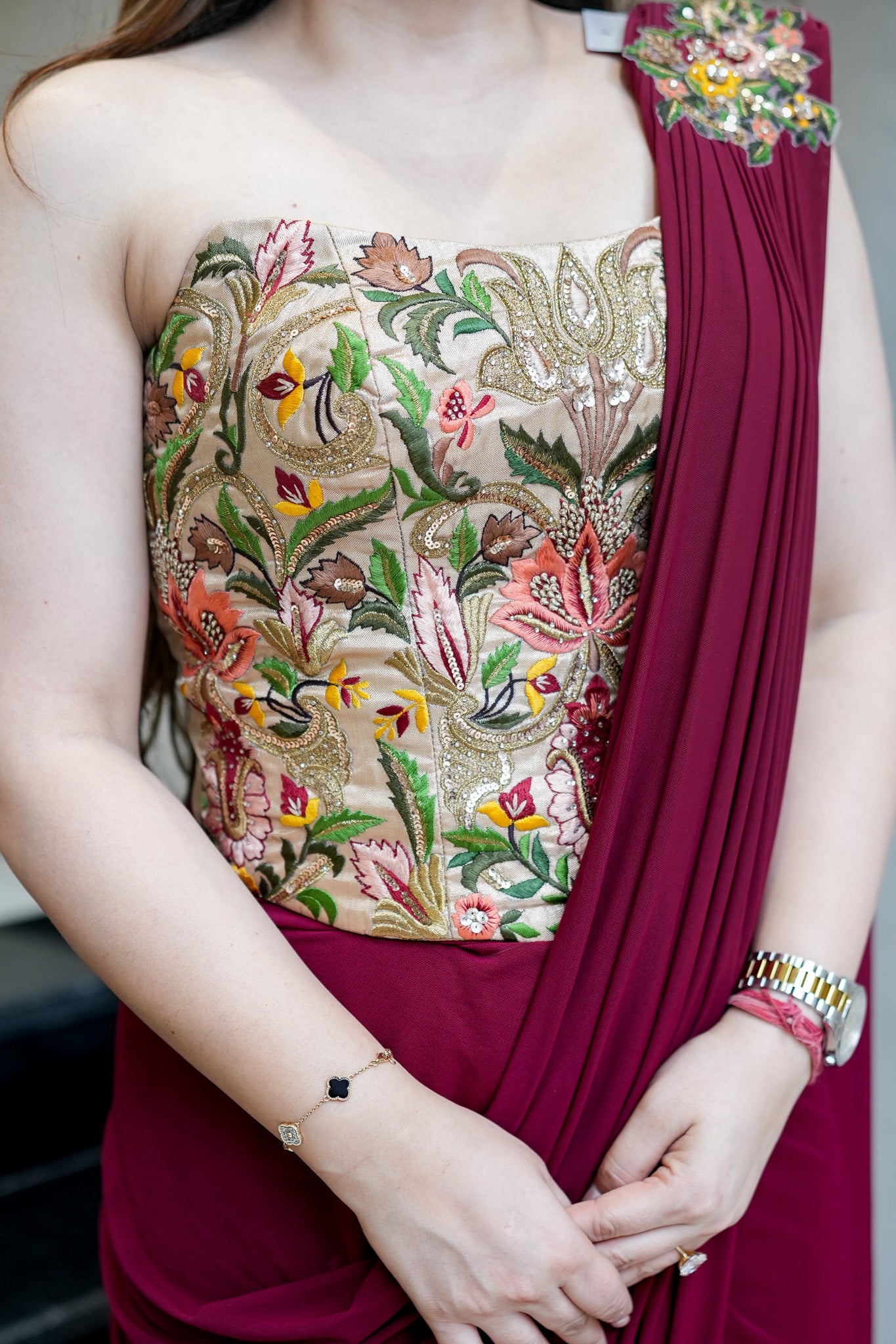 Sawana Hand Embroidered Corset Drape Saree