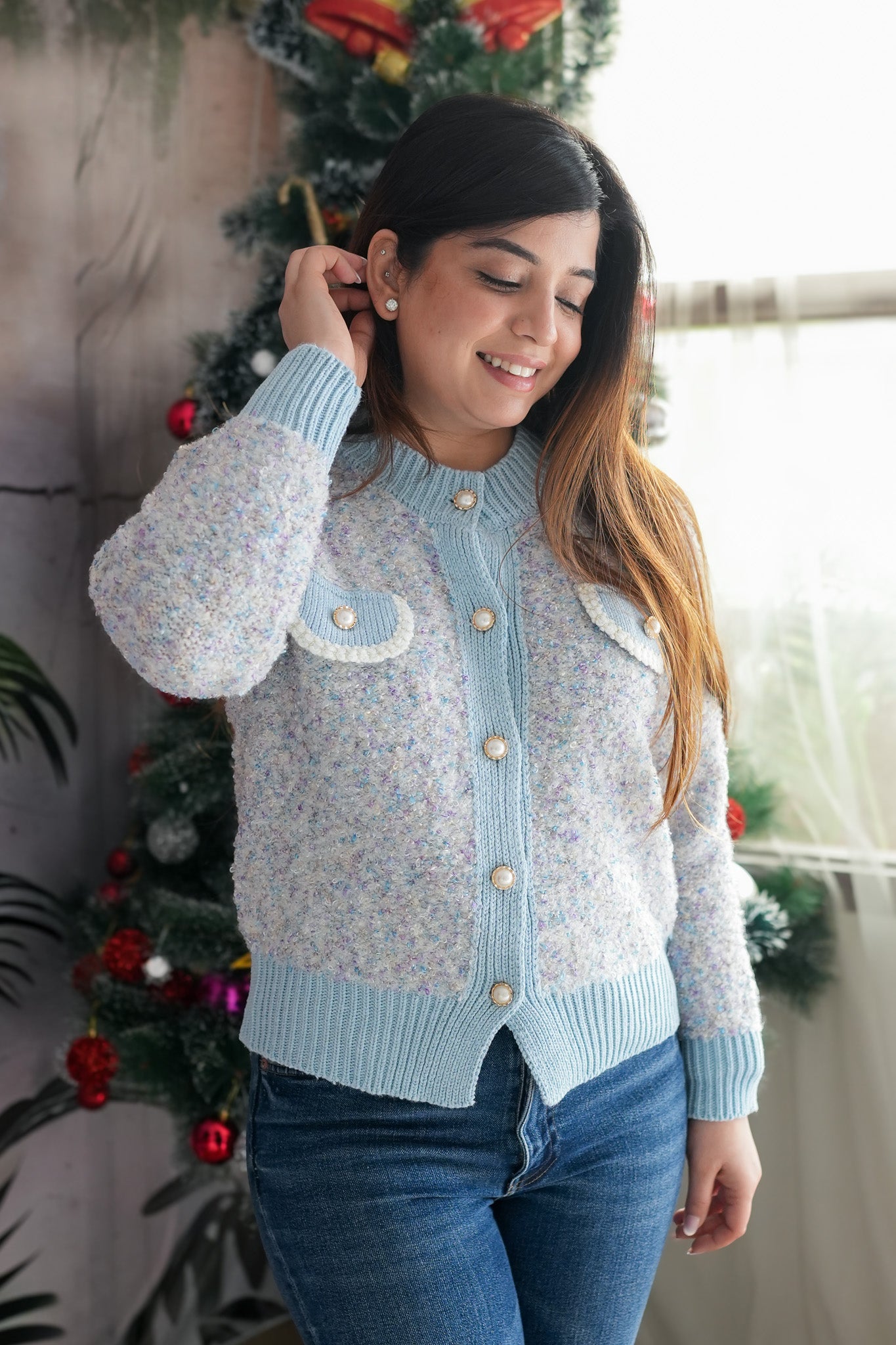 Dora Woollen Sweater With Golden Button