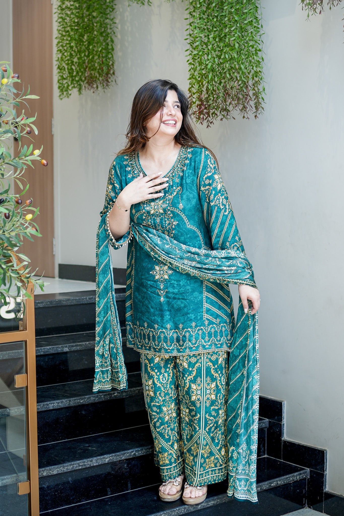 Vira Green Digital Print Sharara Set