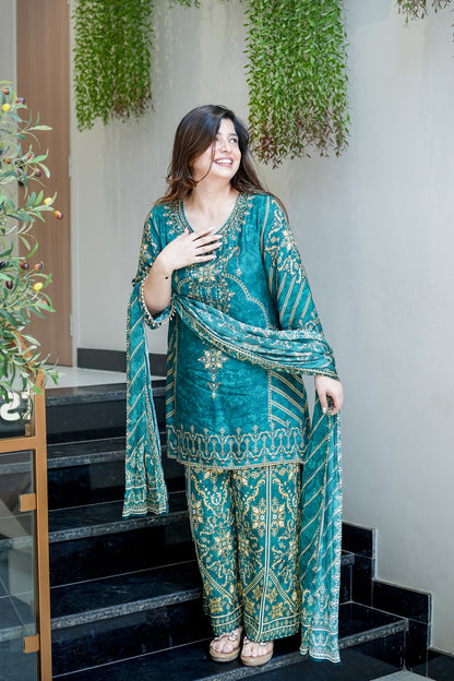 Vira Green Digital Print Sharara Set