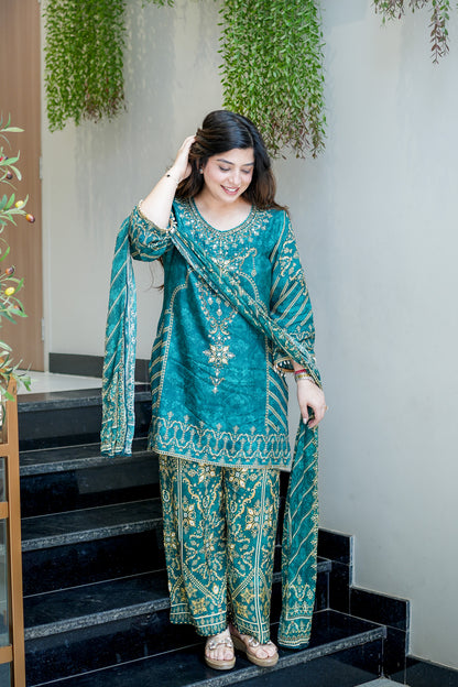 Vira Green Digital Print Sharara Set