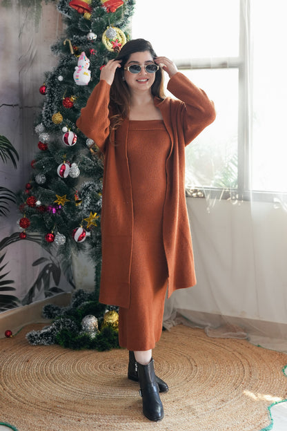 Coca Tan One Tube Dress With Cape