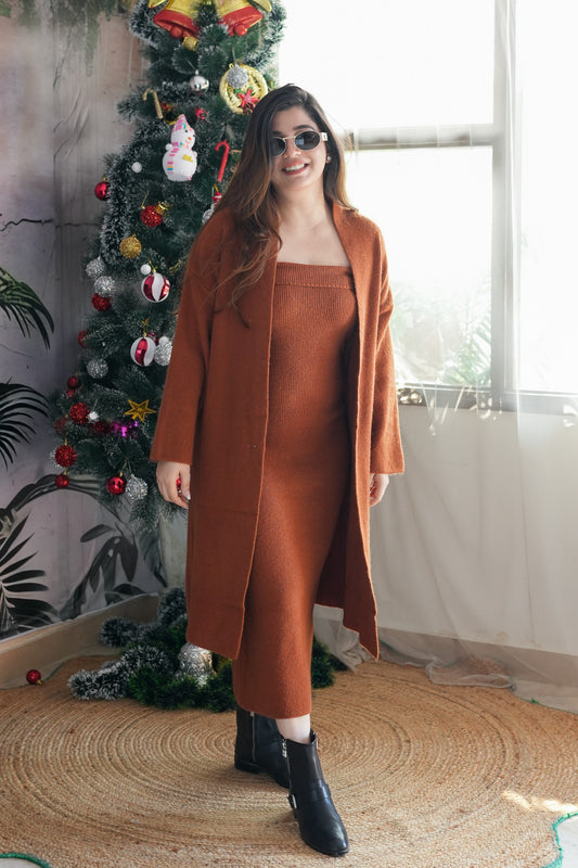 Coca Tan One Tube Dress With Cape