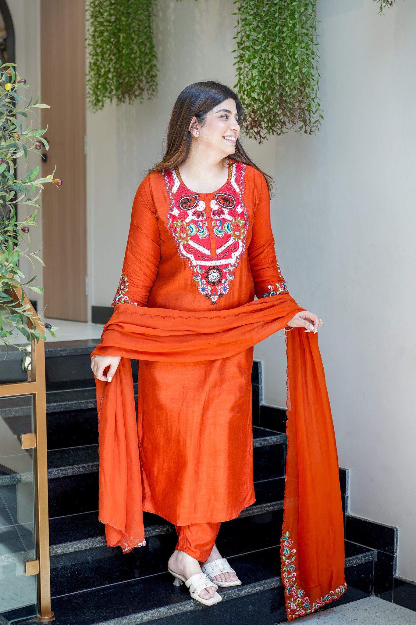 Ziyana Hand Embroidered Silk Suit Set