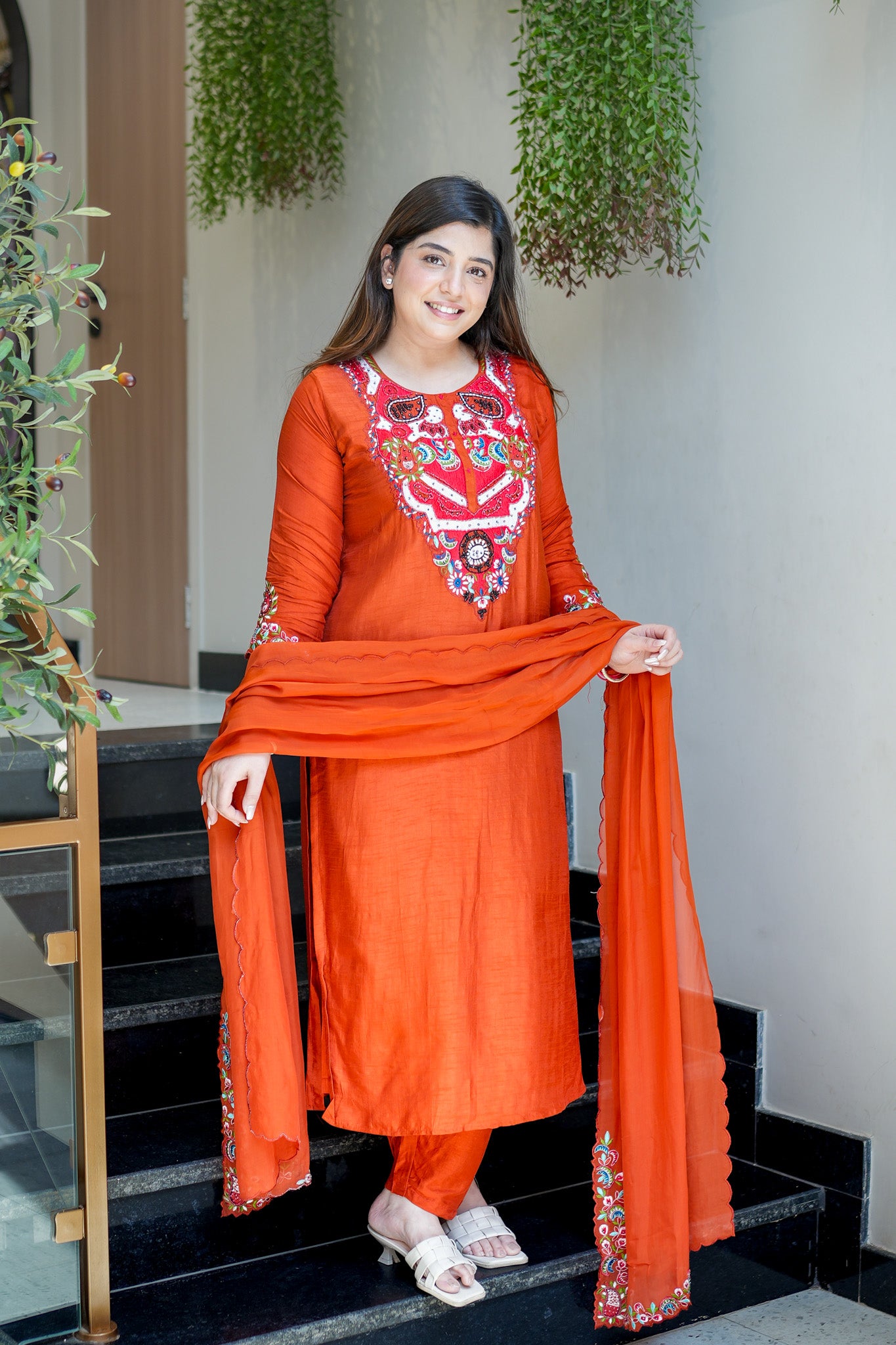 Ziyana Hand Embroidered Silk Suit Set
