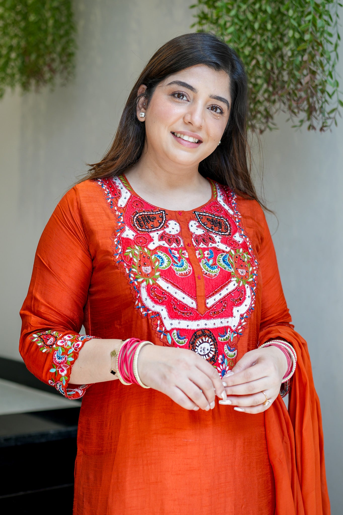 Ziyana Hand Embroidered Silk Suit Set